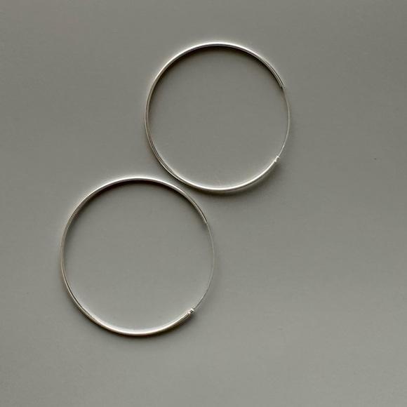 Sterling Silver 50mm Endless Hoop Earrings - Picture 3 of 6